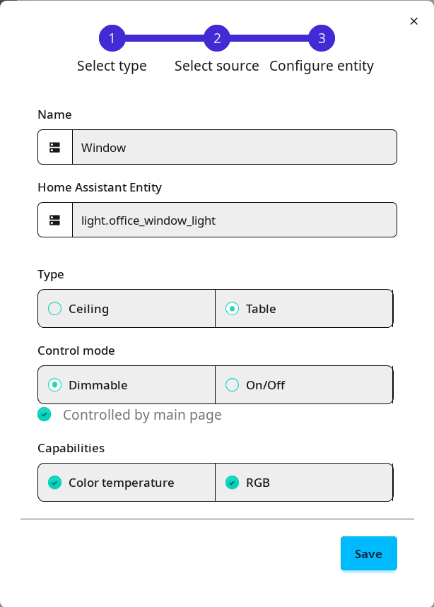 Add/Edit light Home Assistant