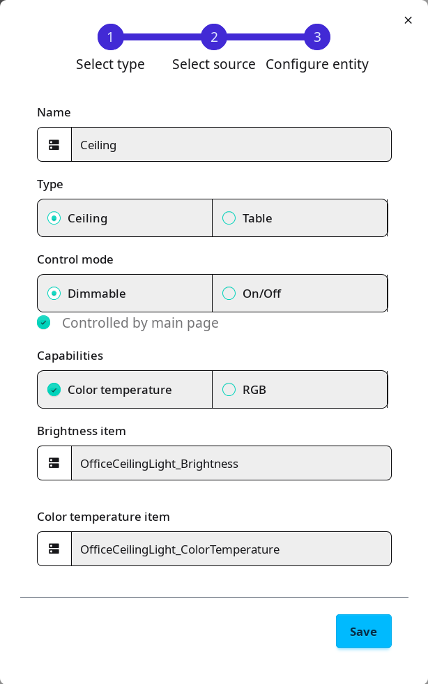 Add/Edit light OpenHAB