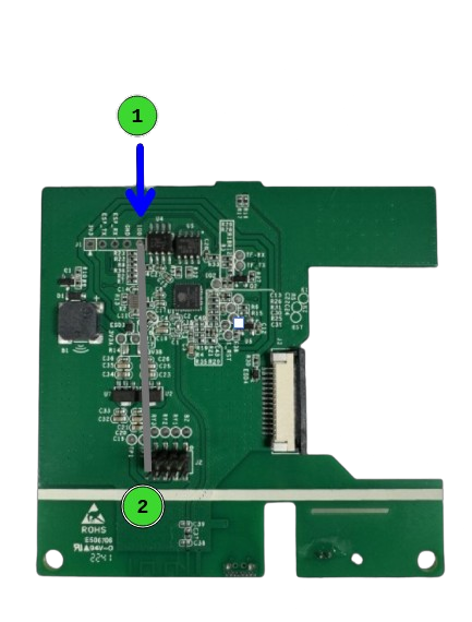 The PCB connected to the screen via FFC cable